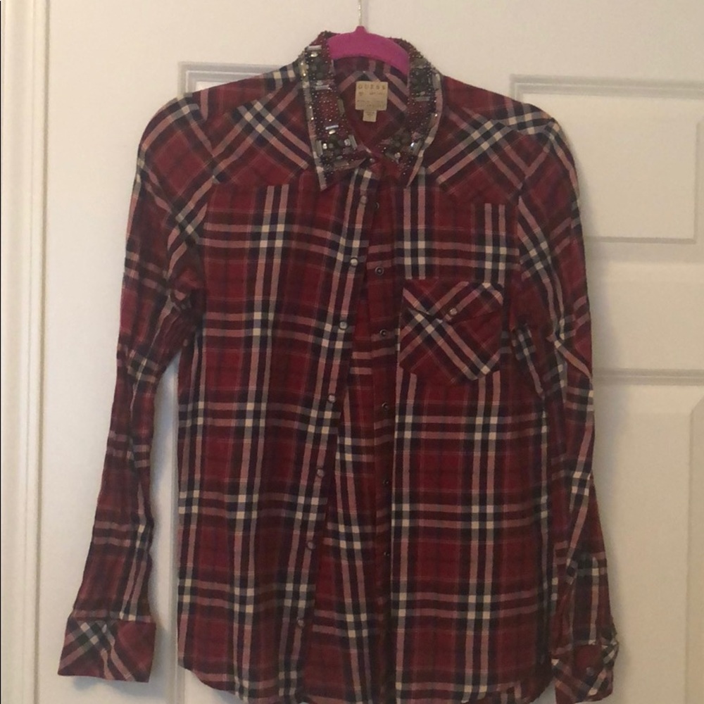 GUESS size small buttoned shirt with beading